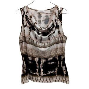 Calvin Klein Women's Black and White Patterned Top